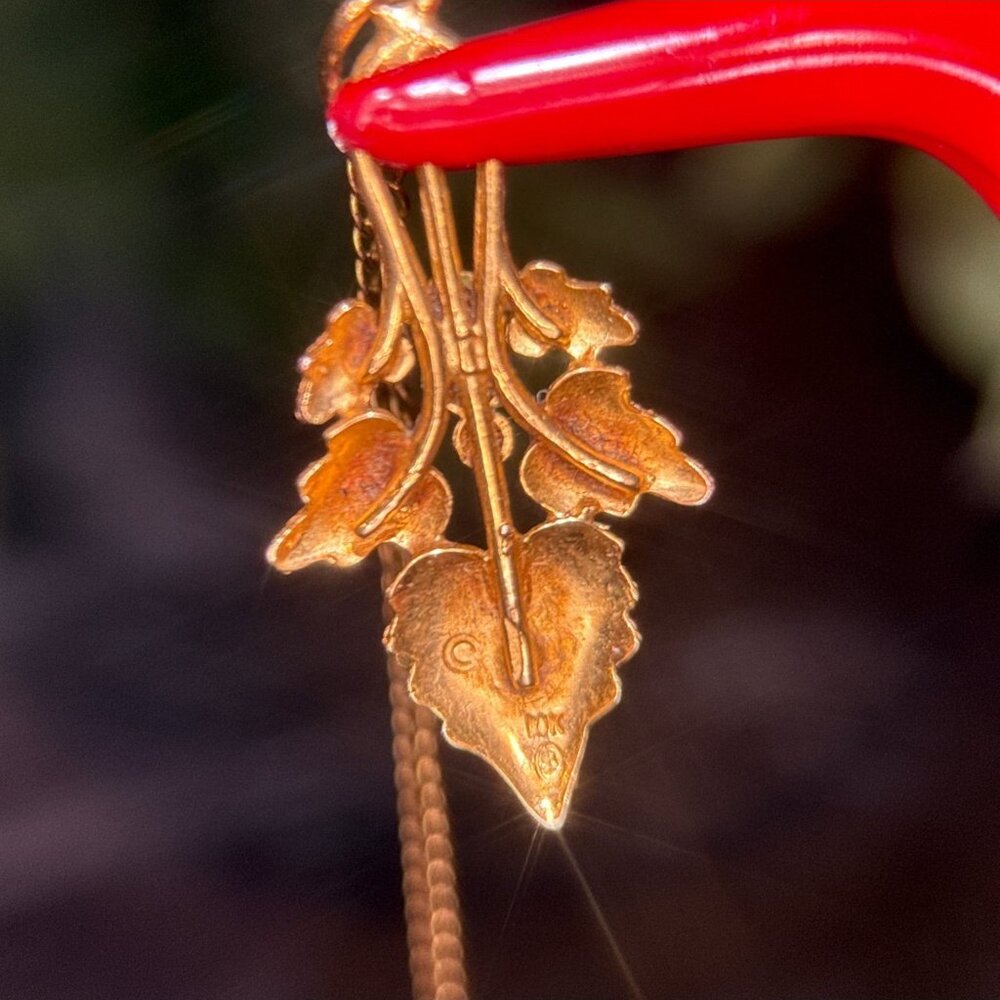 10K Gold Black Hills Leaf Pendant on Gold Filled Chain - Picture 5 of 9